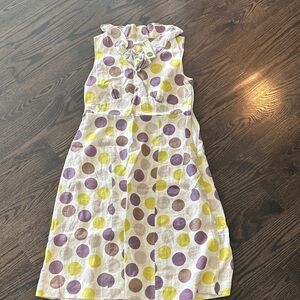 Boden Casual Dress with Yellow and Purple Polka Dots - 8 Tall
